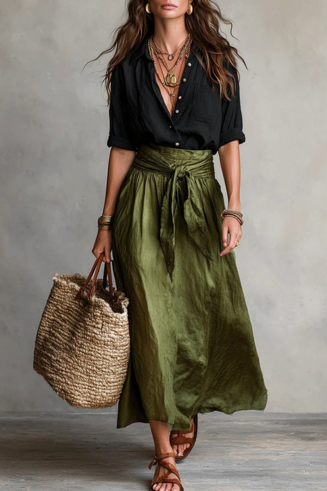 Camille Two-Piece Set - Black Green