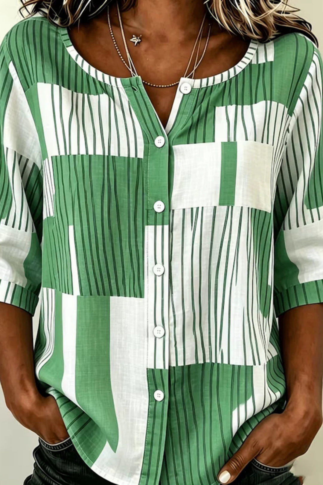 MARLOWE blouse Green and White