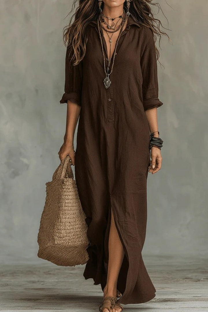 Rosalie Maxi Dress - Coffee Brown
