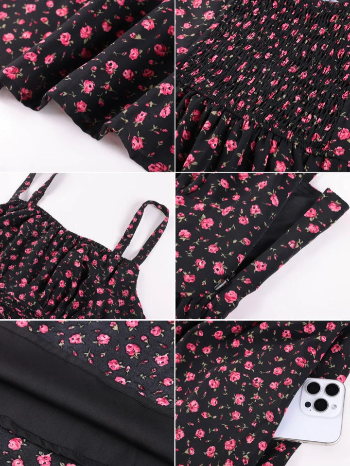 GENEVIEVE™ - Floral Chiffon Flared Sundress