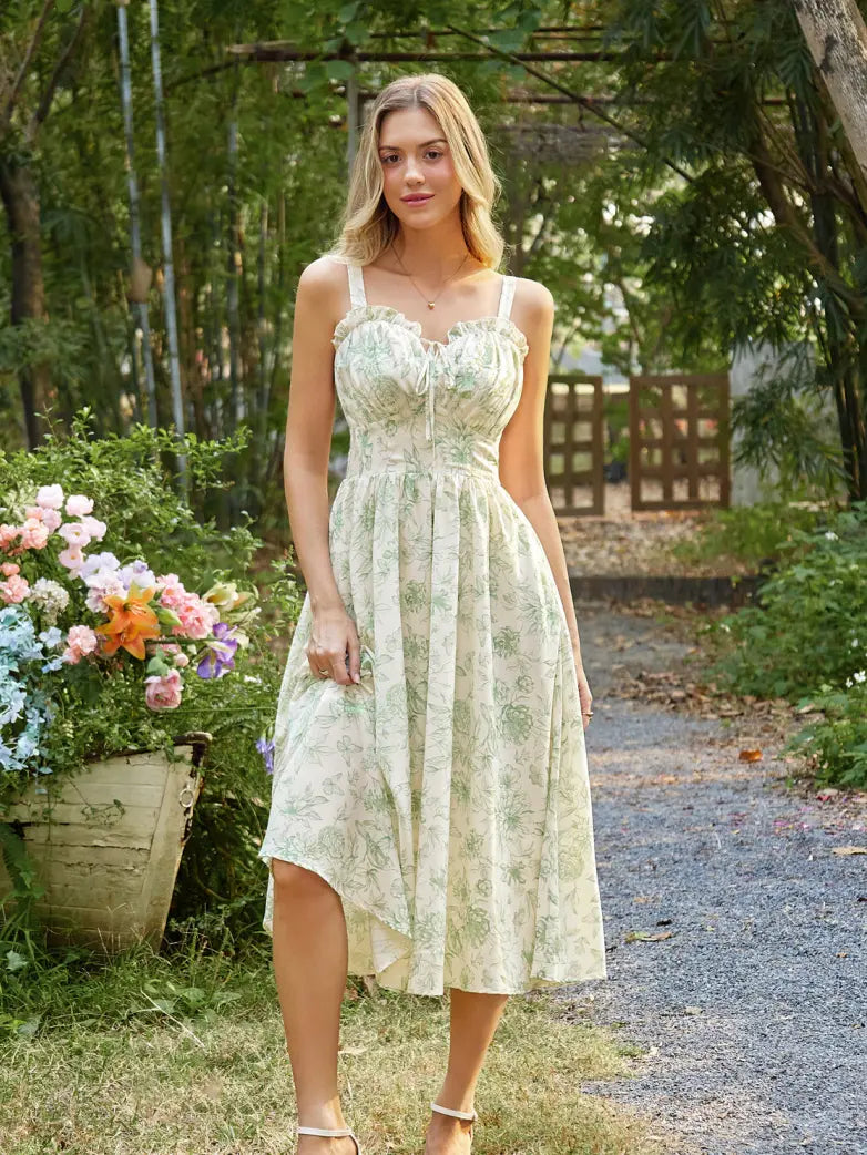 EDITH™ - Floral Corset Milkmaid Dress