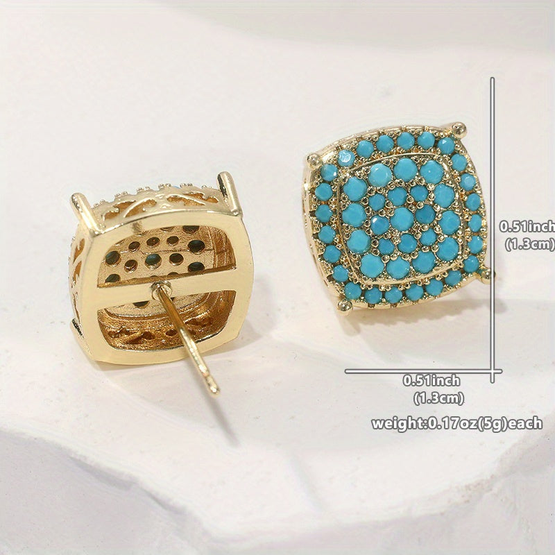 LUDIVINE - Turquoise Square Stud Earrings