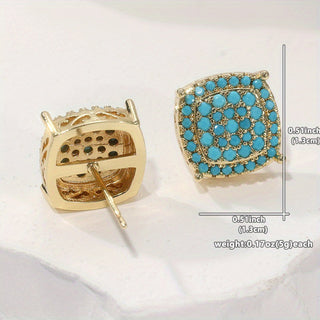 LUDIVINE - Turquoise Square Stud Earrings