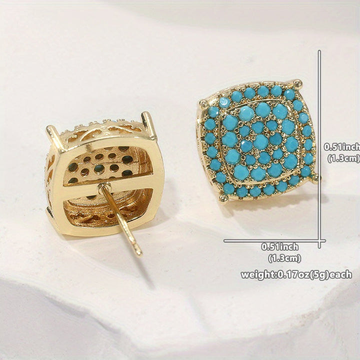 LUDIVINE - Turquoise Square Stud Earrings