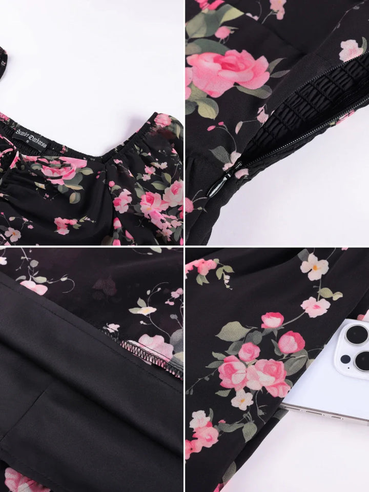 CONSTANCE™ - Off-Shoulder Double-Layer Floral Dress