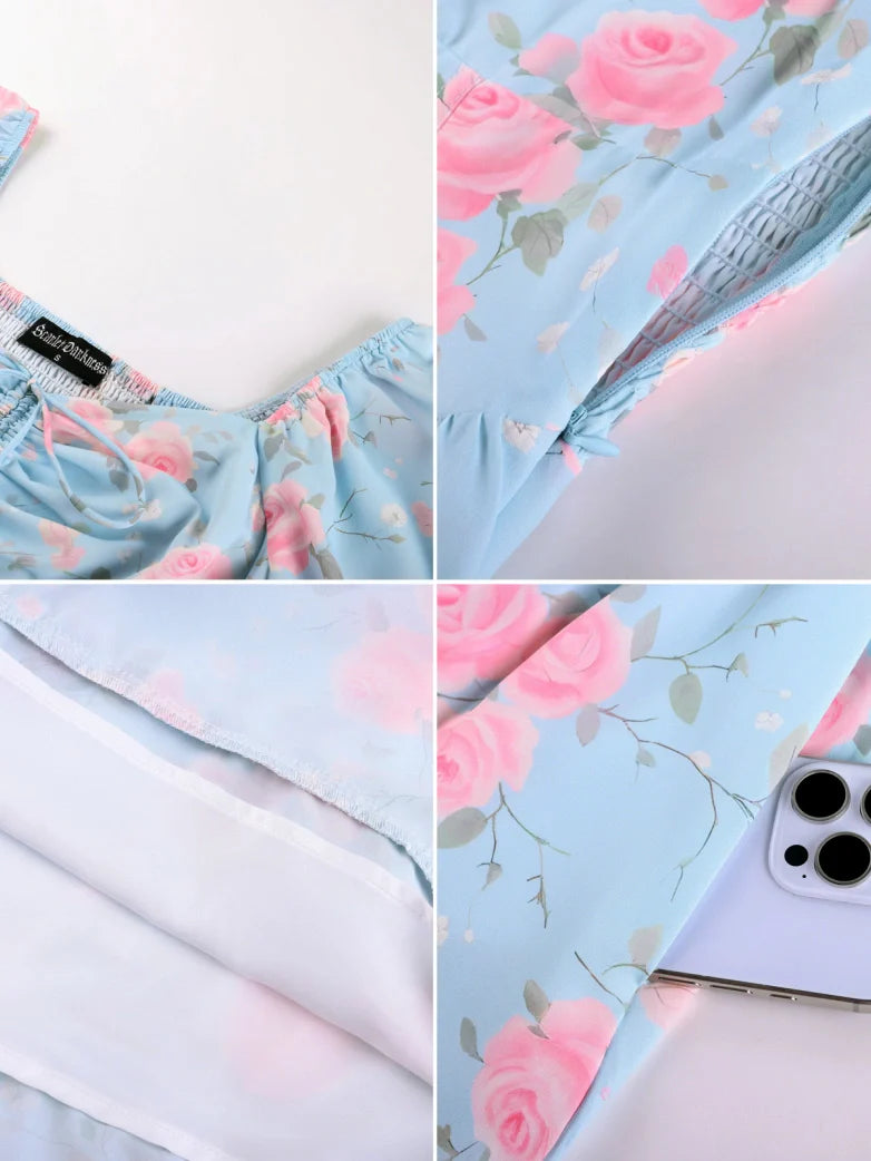 CONSTANCE™ - Off-Shoulder Double-Layer Floral Dress