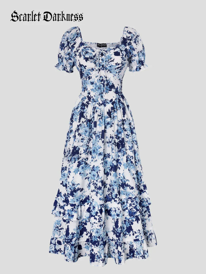 CONSTANCE™ - Off-Shoulder Double-Layer Floral Dress