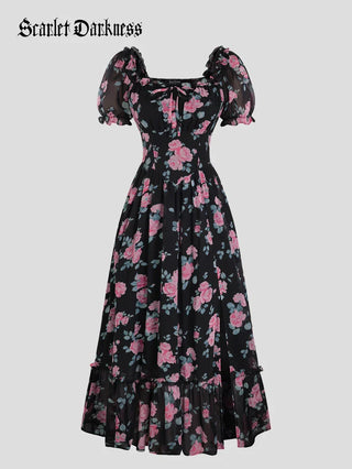 Valentine's Day Front Slit Chiffon Pockets Dress