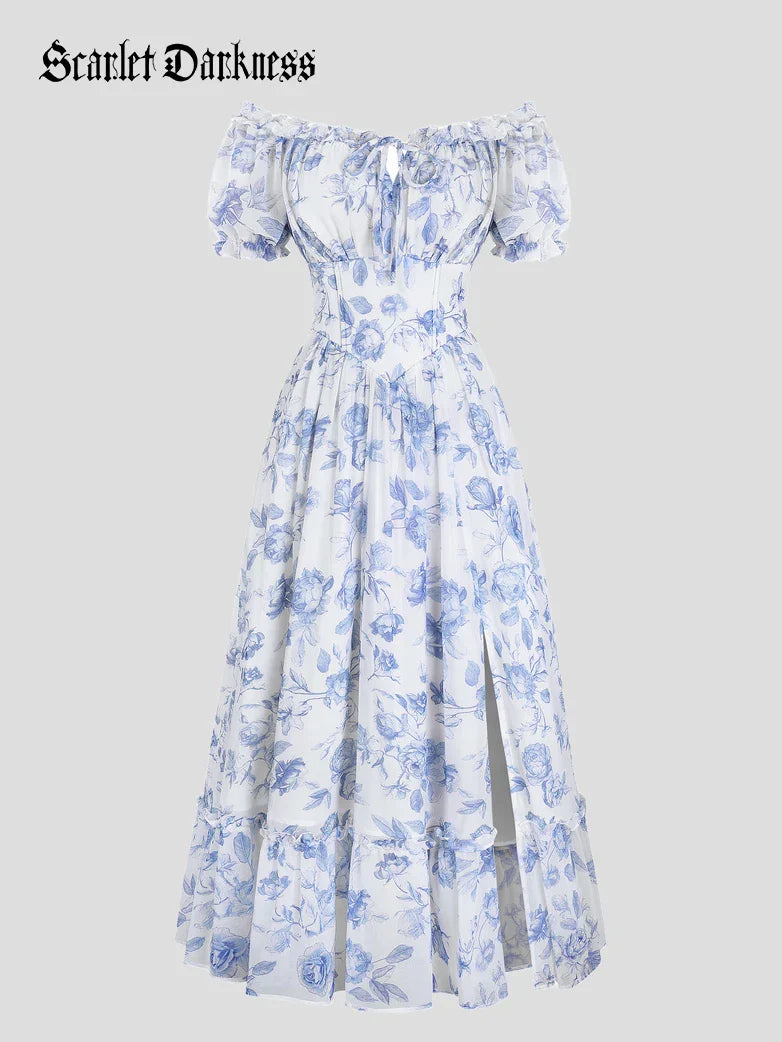 Valentine's Day Front Slit Chiffon Pockets Dress