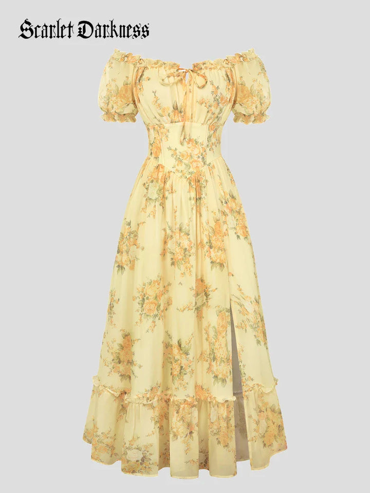 Valentine's Day Front Slit Chiffon Pockets Dress