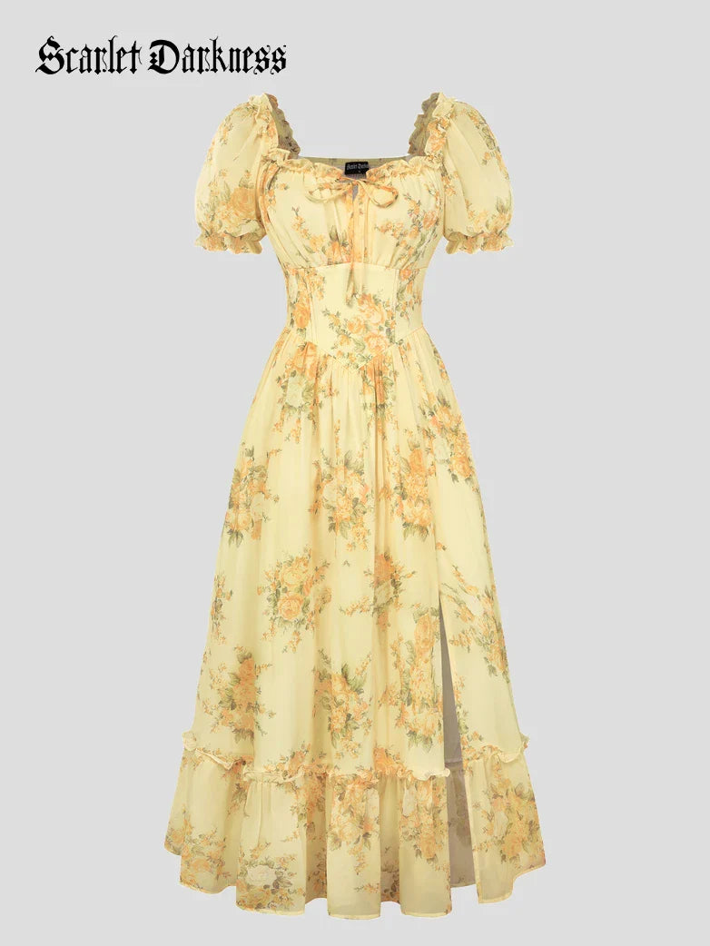 Valentine's Day Front Slit Chiffon Pockets Dress