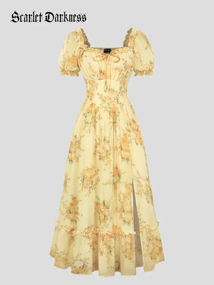Valentine's Day Front Slit Chiffon Pockets Dress