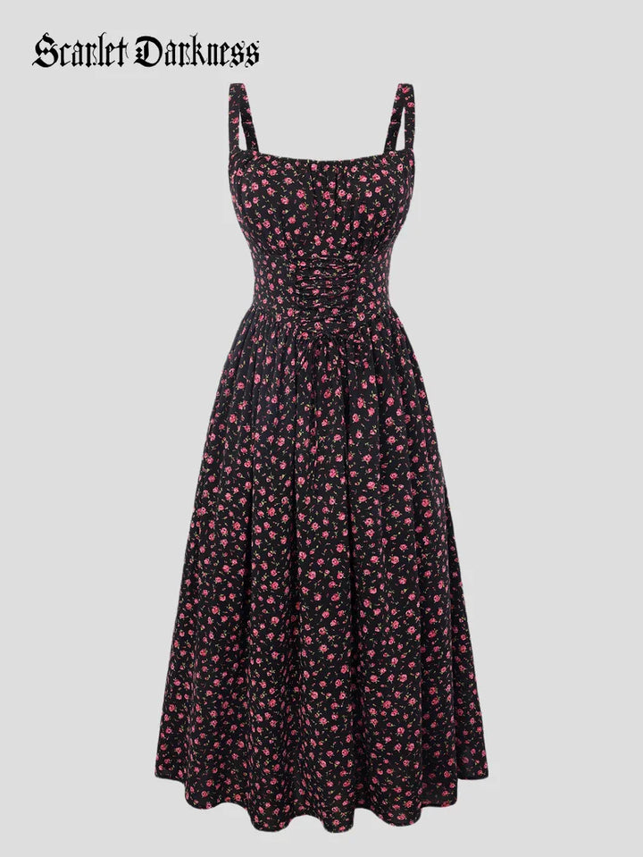 GENEVIEVE™ - Floral Chiffon Flared Sundress