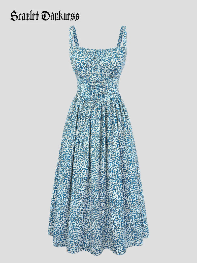 GENEVIEVE™ - Floral Chiffon Flared Sundress