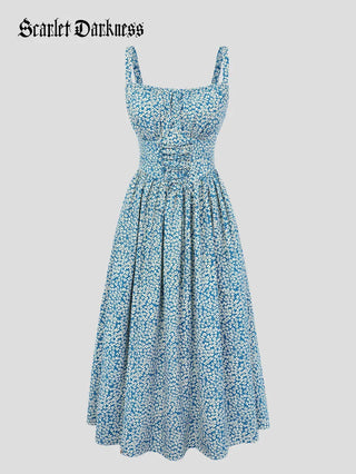 GENEVIEVE™ - Floral Chiffon Flared Sundress