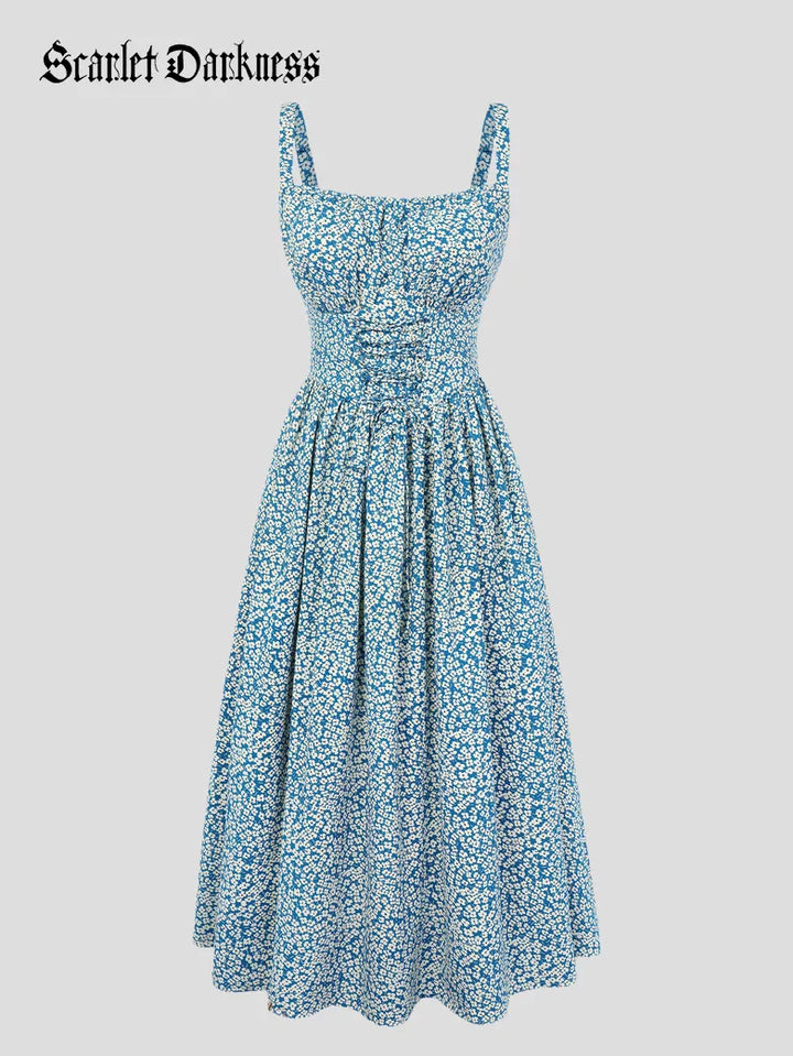 GENEVIEVE™ - Floral Chiffon Flared Sundress