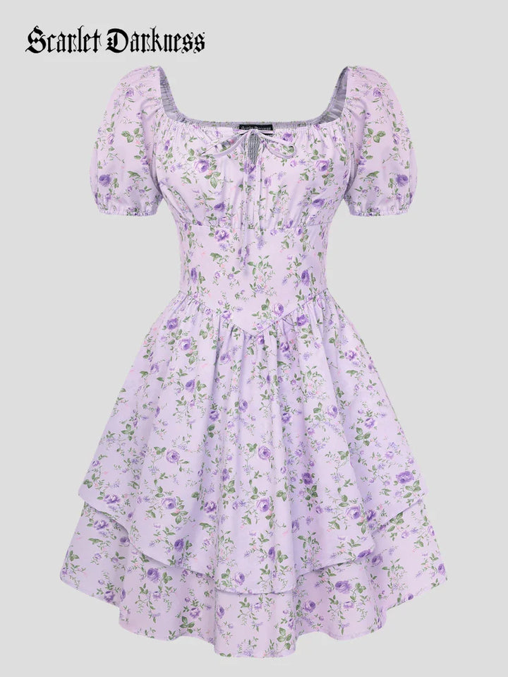 Victorian Off Shoulder Floral Dresses for Women