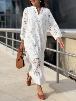 Honoria™ - Beach Glam Flower V-Neck Midi Dress