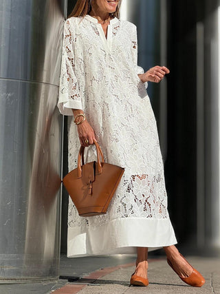 Honoria™ - Beach Glam Flower V-Neck Midi Dress