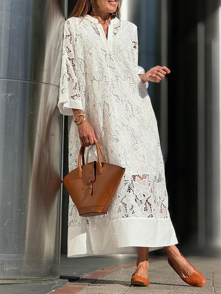 Honoria™ - Beach Glam Flower V-Neck Midi Dress