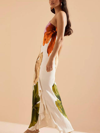 Florentina™ - Resort Vibes Elegant Floral Print One-shoulder Maxi Dress