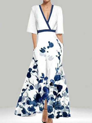 Ravenna™ - Seaside Glam Elegant Mid Sleeve Maxi Dress Ensemble