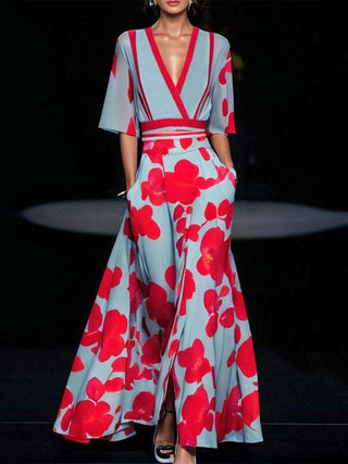 Ravenna™ - Seaside Glam Elegant Mid Sleeve Maxi Dress Ensemble