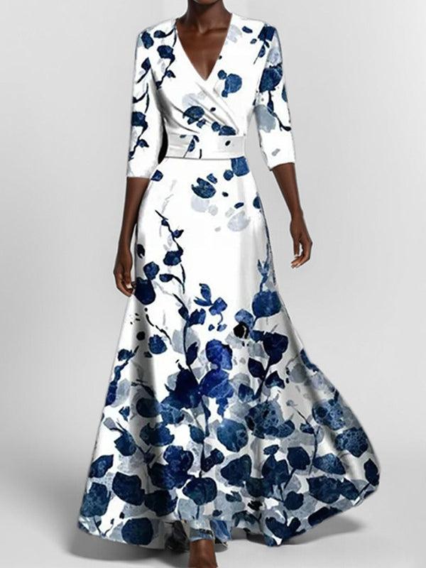 Ravenna™ - Seaside Glam Elegant Mid Sleeve Maxi Dress Ensemble
