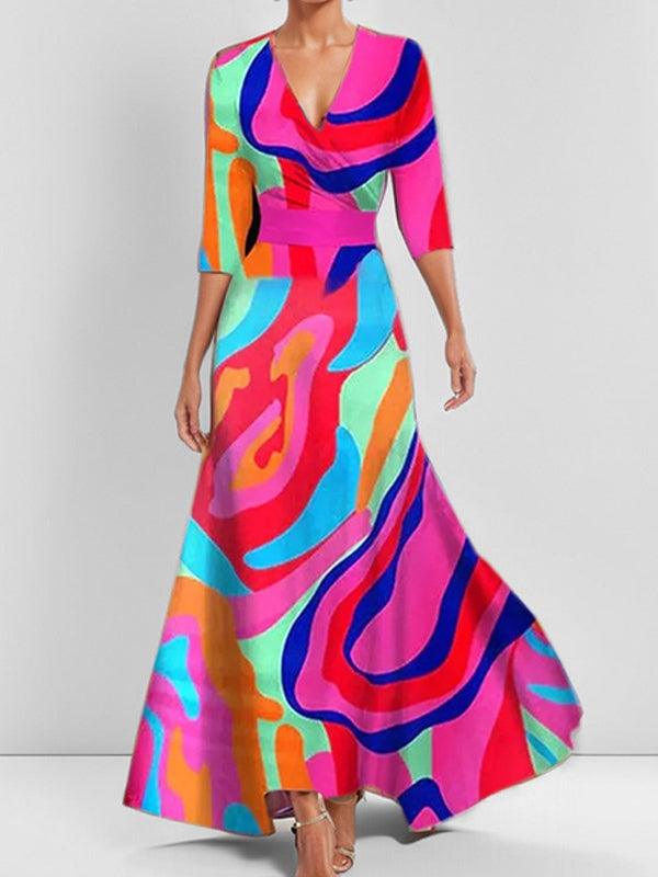 Ravenna™ - Seaside Glam Elegant Mid Sleeve Maxi Dress Ensemble