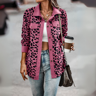 SISI™ - Casual Leopard Print Button Front Jacket