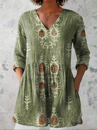 BRIGITTA™ - Long V-Neck Blouse