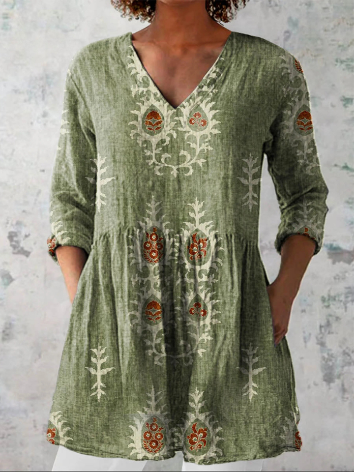 BRIGITTA™ - Long V-Neck Blouse