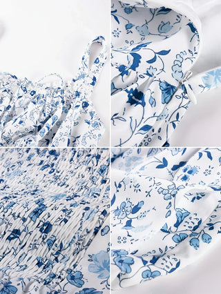 Spring Victorian Floral Pockets Milkmaid Corset Dress