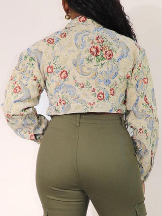 SIDA™ - Chic Floral Print Crop Long Sleeve Jacket
