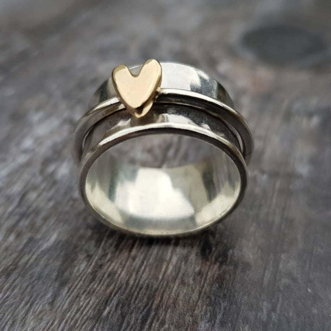 Amara | Vintage Silver Golden Heart Ring