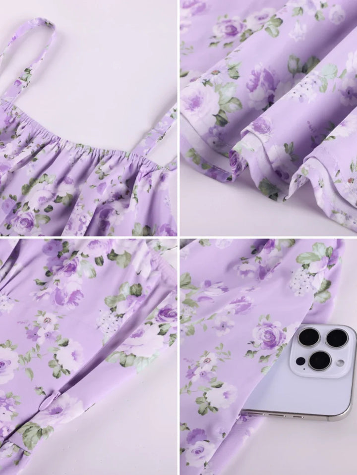 GENEVIEVE™ - Floral Chiffon Flared Sundress