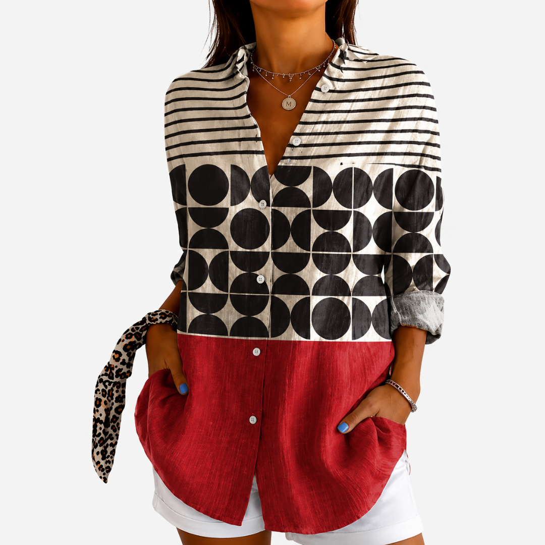 KATERINA | Retro Colourblock Blouse
