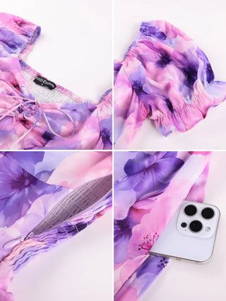 CONSTANCE™ - Off-Shoulder Double-Layer Floral Dress