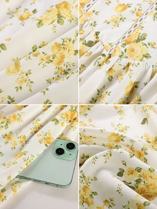 Spring Victorian Floral Pockets Milkmaid Corset Dress
