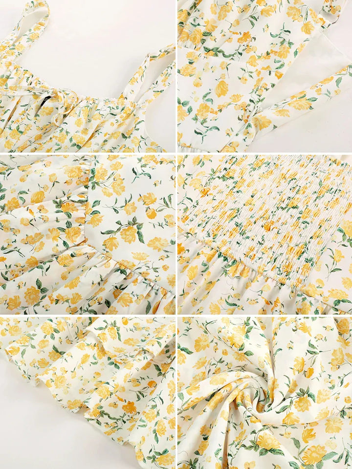 BERTHE™ - Summer Floral Puffy Corset Dress
