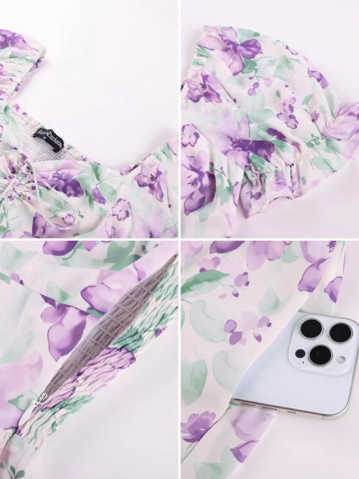 CONSTANCE™ - Off-Shoulder Double-Layer Floral Dress