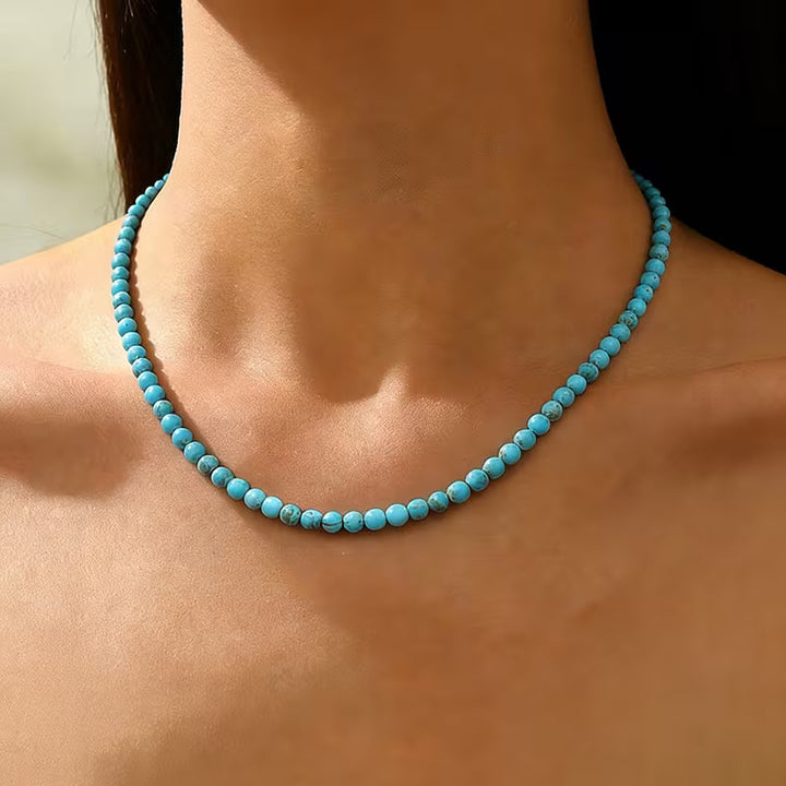 DELPHINE - Classic Turquoise Bead Necklace