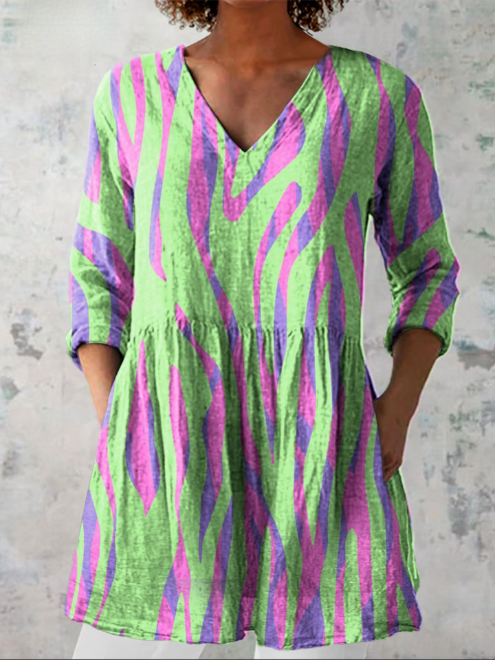 LIDIA™ - Long V-Neck Blouse