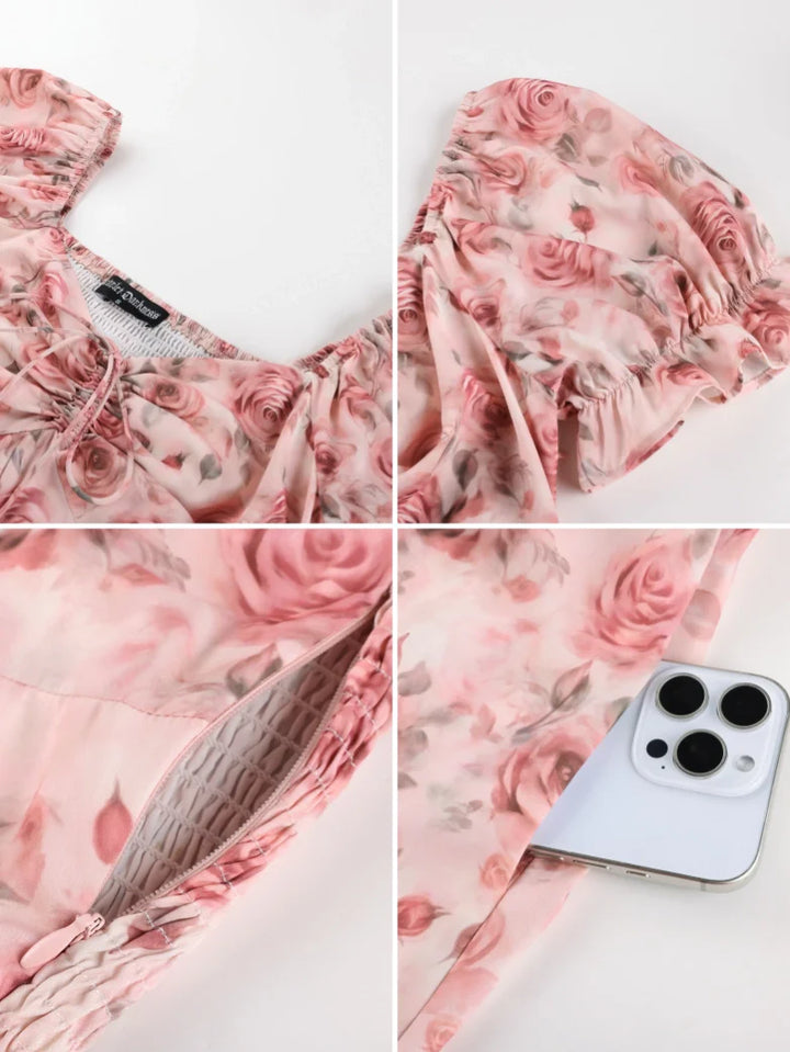 CONSTANCE™ - Off-Shoulder Double-Layer Floral Dress