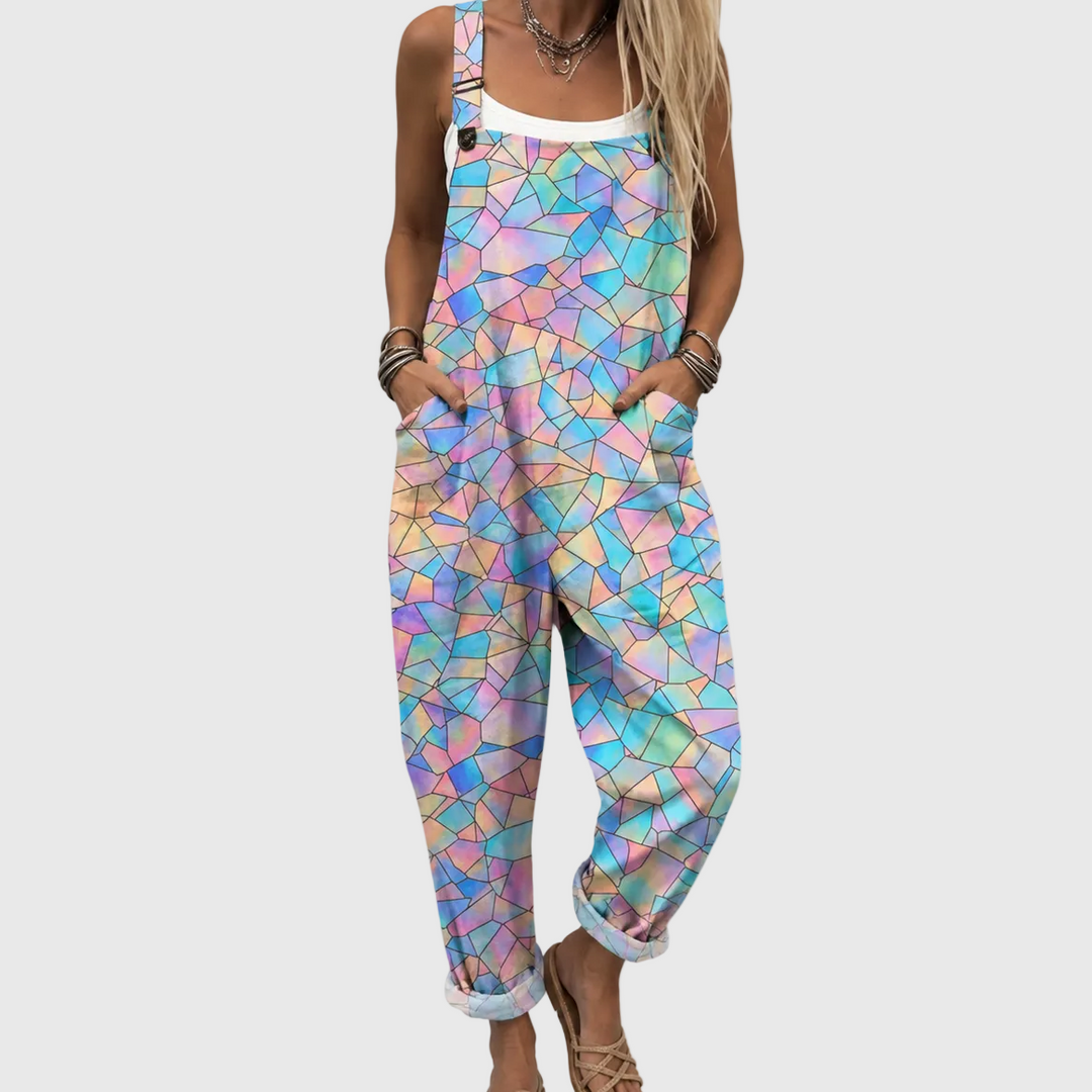 AISLINN™ - Pastel Mosaic Print Jumpsuit