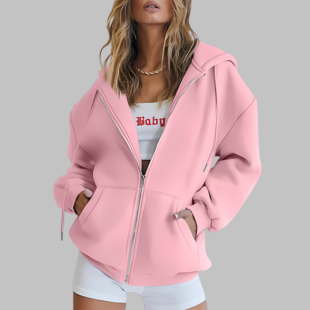 DARA™ - Classic Zip Up Oversized Hooded Jacket