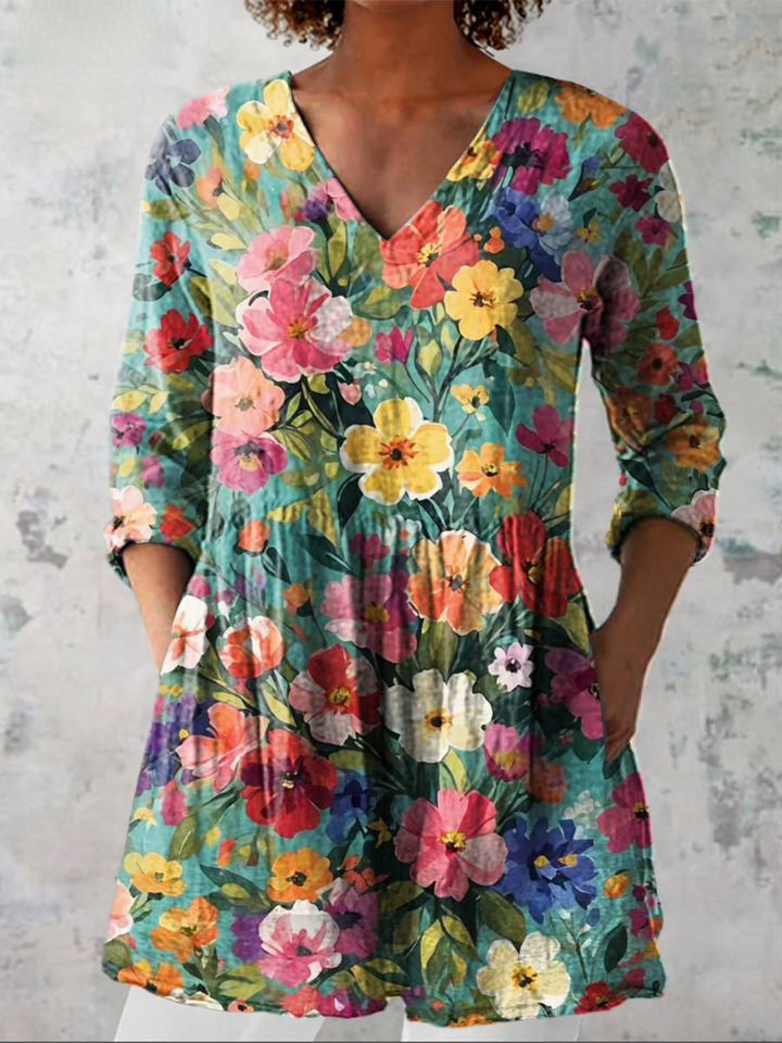 INGRID™ - Long V-Neck Blouse