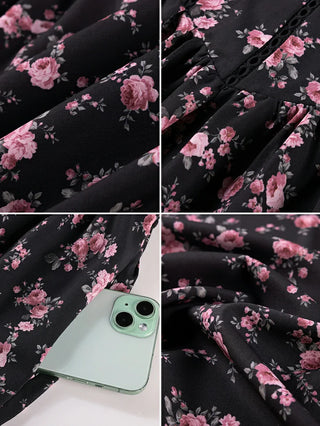 Spring Victorian Floral Pockets Milkmaid Corset Dress