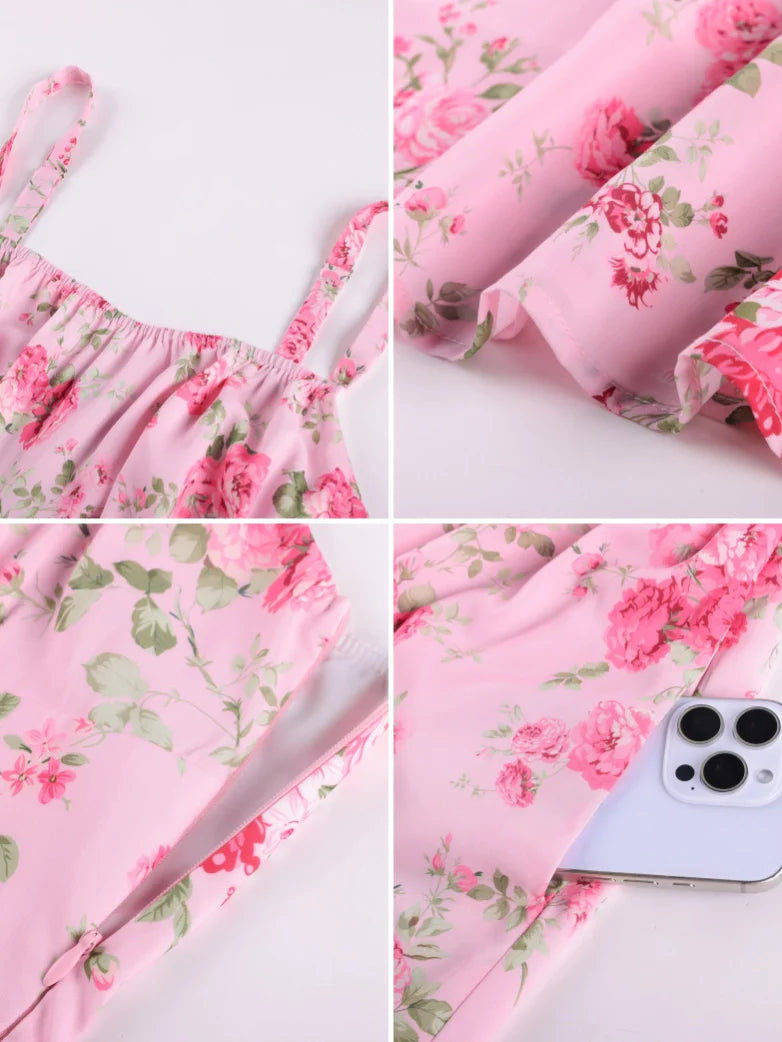 GENEVIEVE™ - Floral Chiffon Flared Sundress