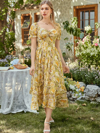Victoria Off Shoulder Double-Layer Hem Dress with Pockets